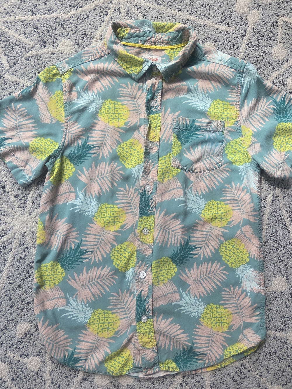 Cat & Jack Boys Hawaiian Pineapple Print Short-Sleeve Button Shirt